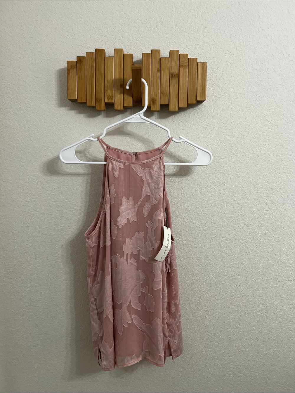 nine britton Dusty Rose Floral Halter Tank